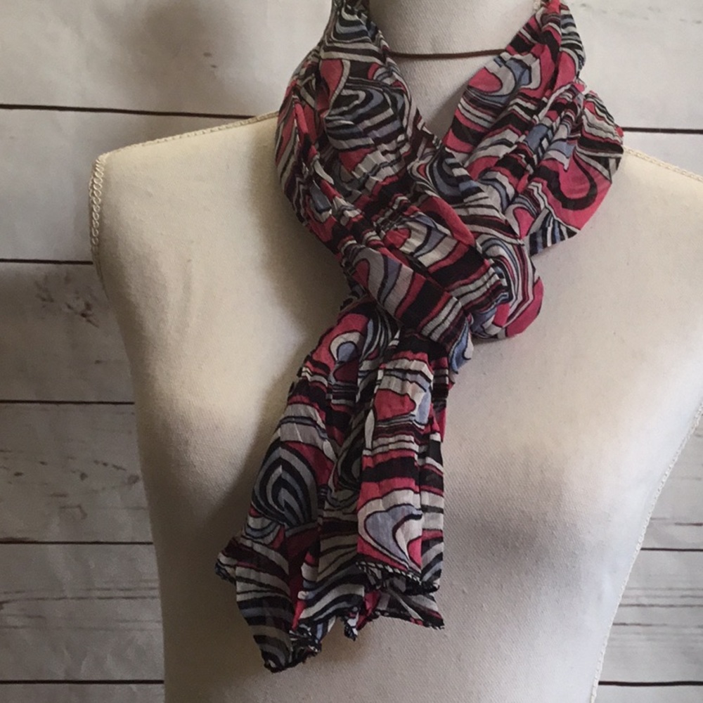 Pink Silk Multicolored Scarf